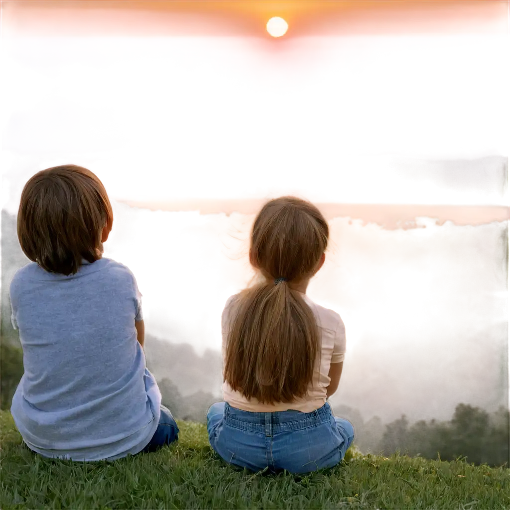 Captivating-PNG-Image-Children-Watching-Sunrise-Witness-the-Beauty-in-Crisp-Clarity