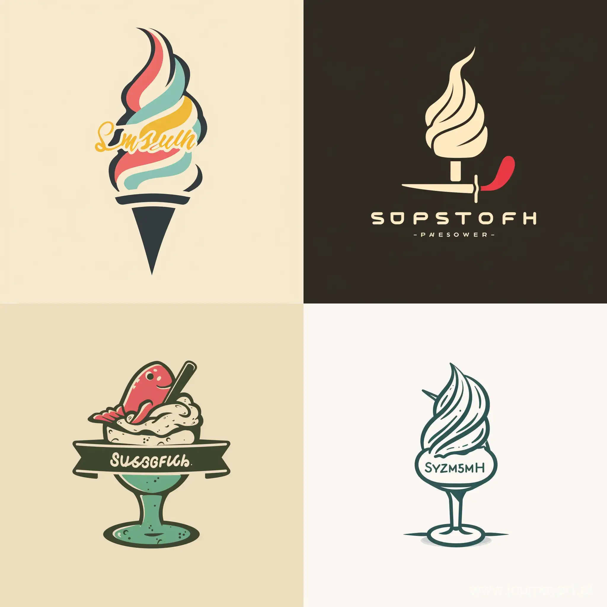 minimalist logo in retro style for a frozen yoghurt shop called Swordfish