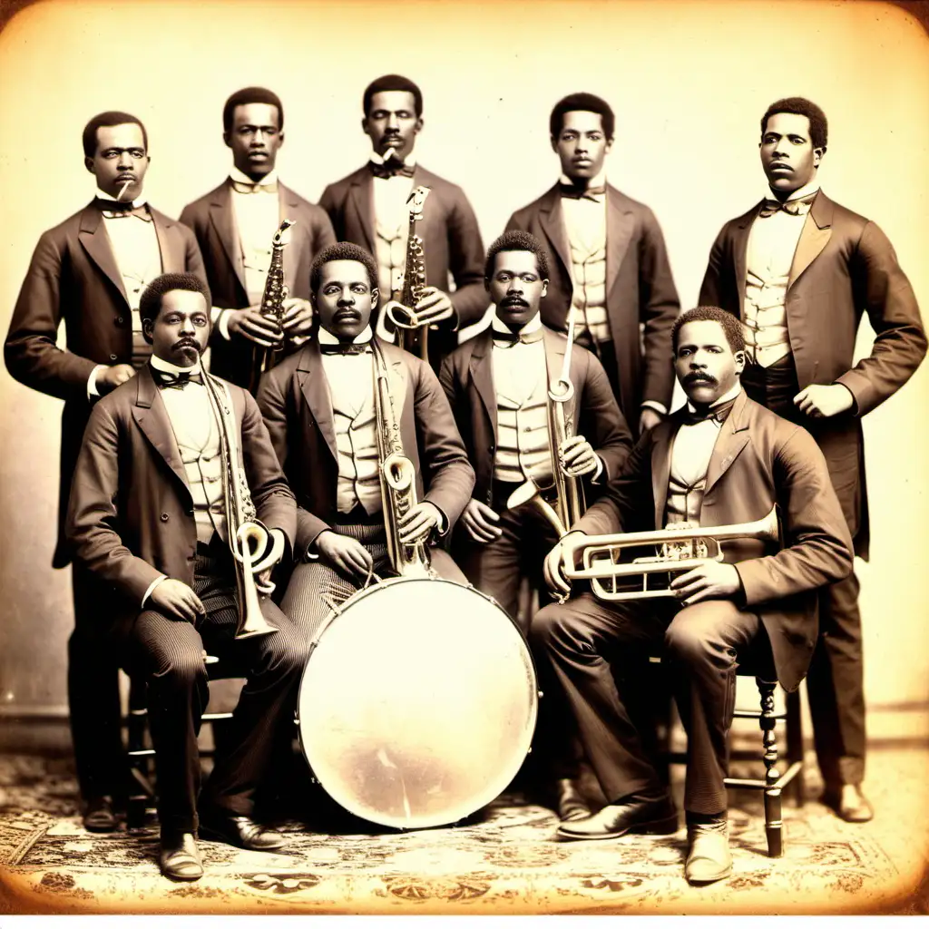African American Band Performing Music 1881