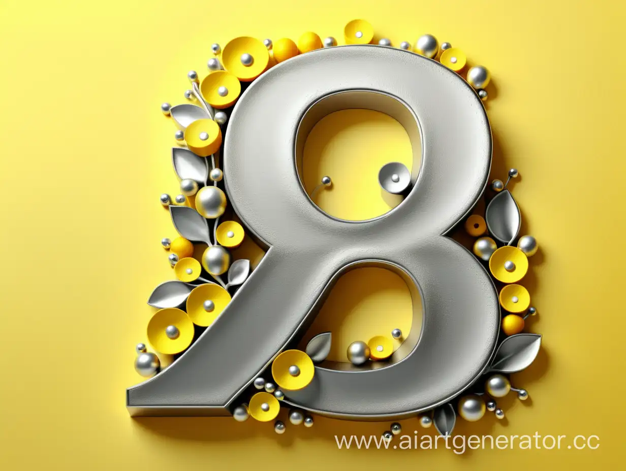 March-8th-Celebration-Yellow-Number-8-in-Silver-Background