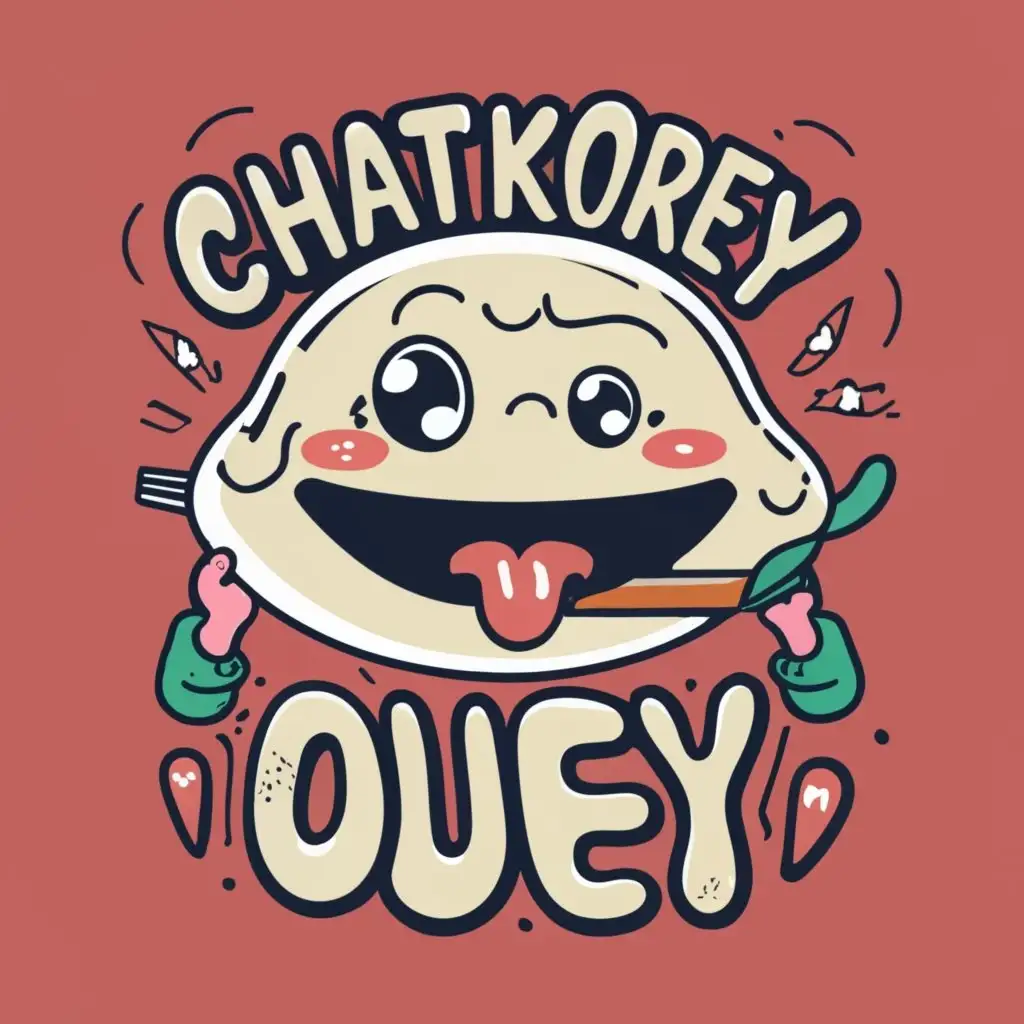 logo, A Instagram post of funny person eating the food with funny face, with the text "Chatkorey ", typography, be used in Restaurant industry