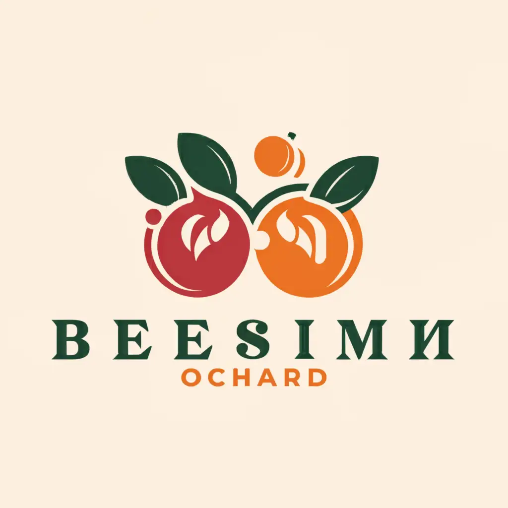a logo design,with the text "BESIM ORCHARDS", main symbol:I'm looking for a talented graphic designer to create a fresh, eye-catching logo for my fruit farm. The design should incorporate specific fruit images into a well-balanced combination logo that conveys a feeling of freshness to the audience.
logo must say. BESIM ORCHARDS.
Key Aspects:
- Combination Logo: I would prefer a design that creatively integrates both text and symbol elements.
- Specific Fruit Images: The logo must include specific fruit images to indicate our focus on fresh produce.
- Freshness Message: The logo should effectively communicate the idea of freshness, potentially through color choices, composition, or other design elements.,Moderate,be used in Events industry,clear background