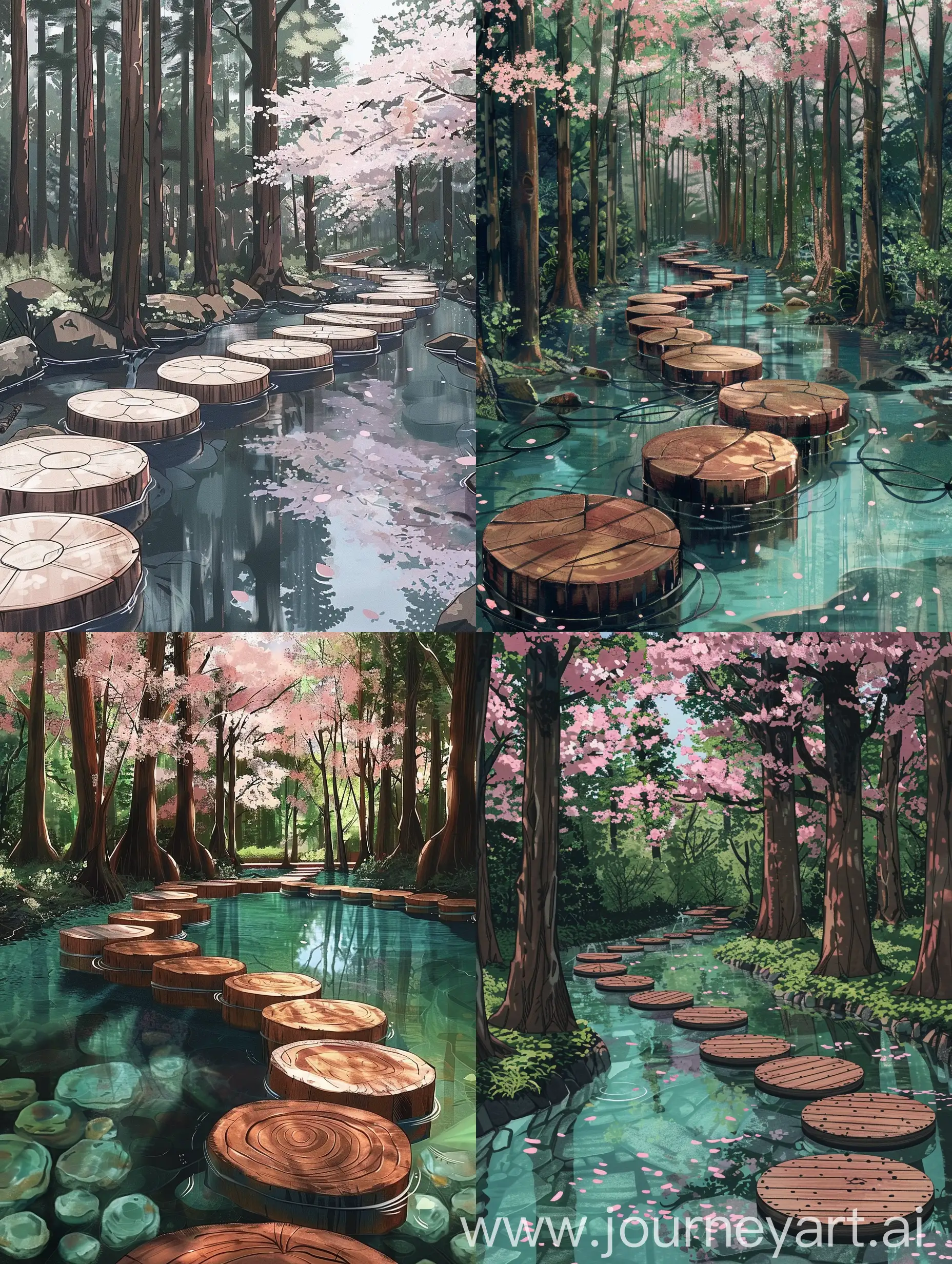 Enchanting-Sakura-Forest-Wooden-Path-Reflections