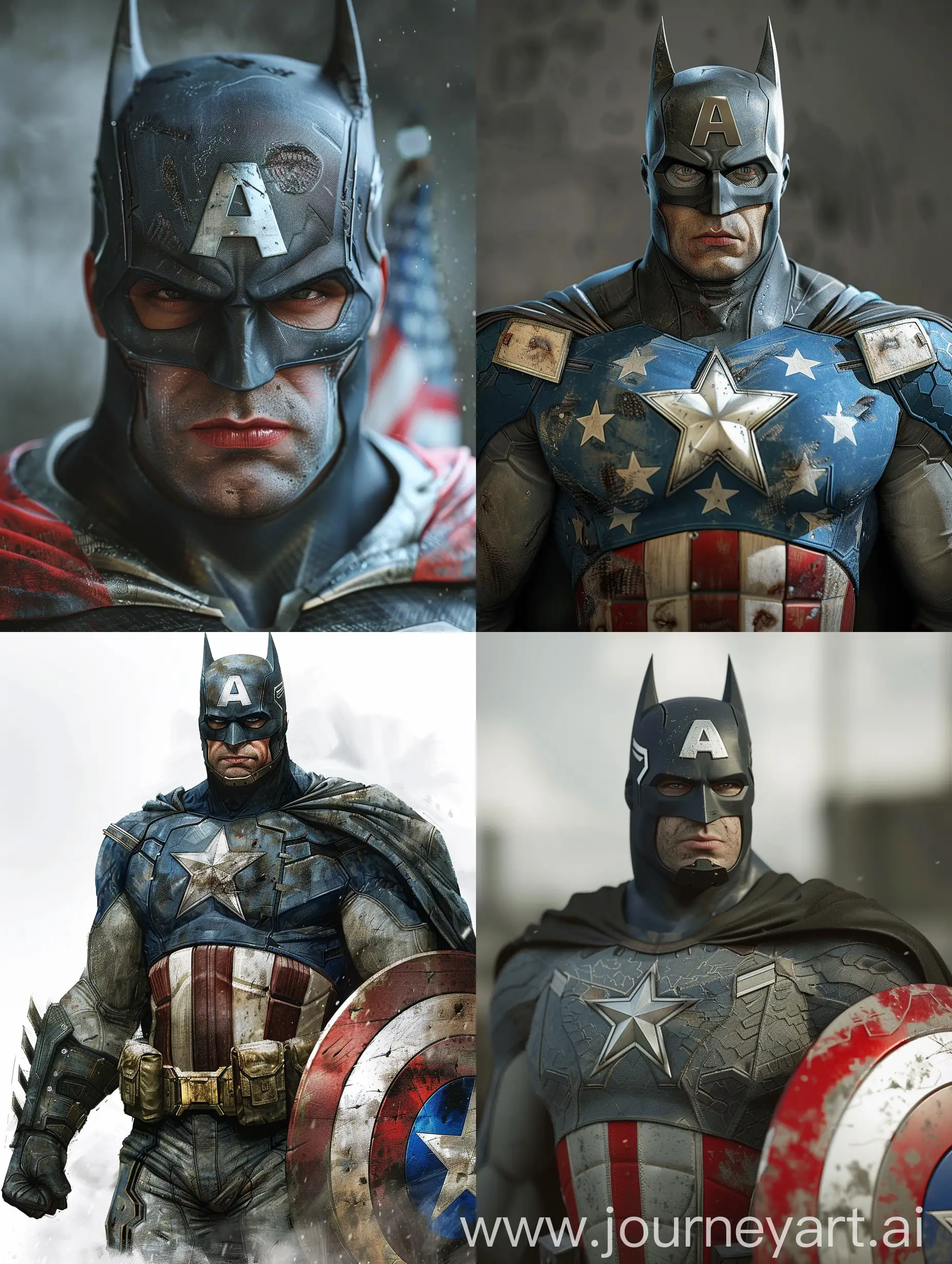 Capitan America batman mix ultra realistic 