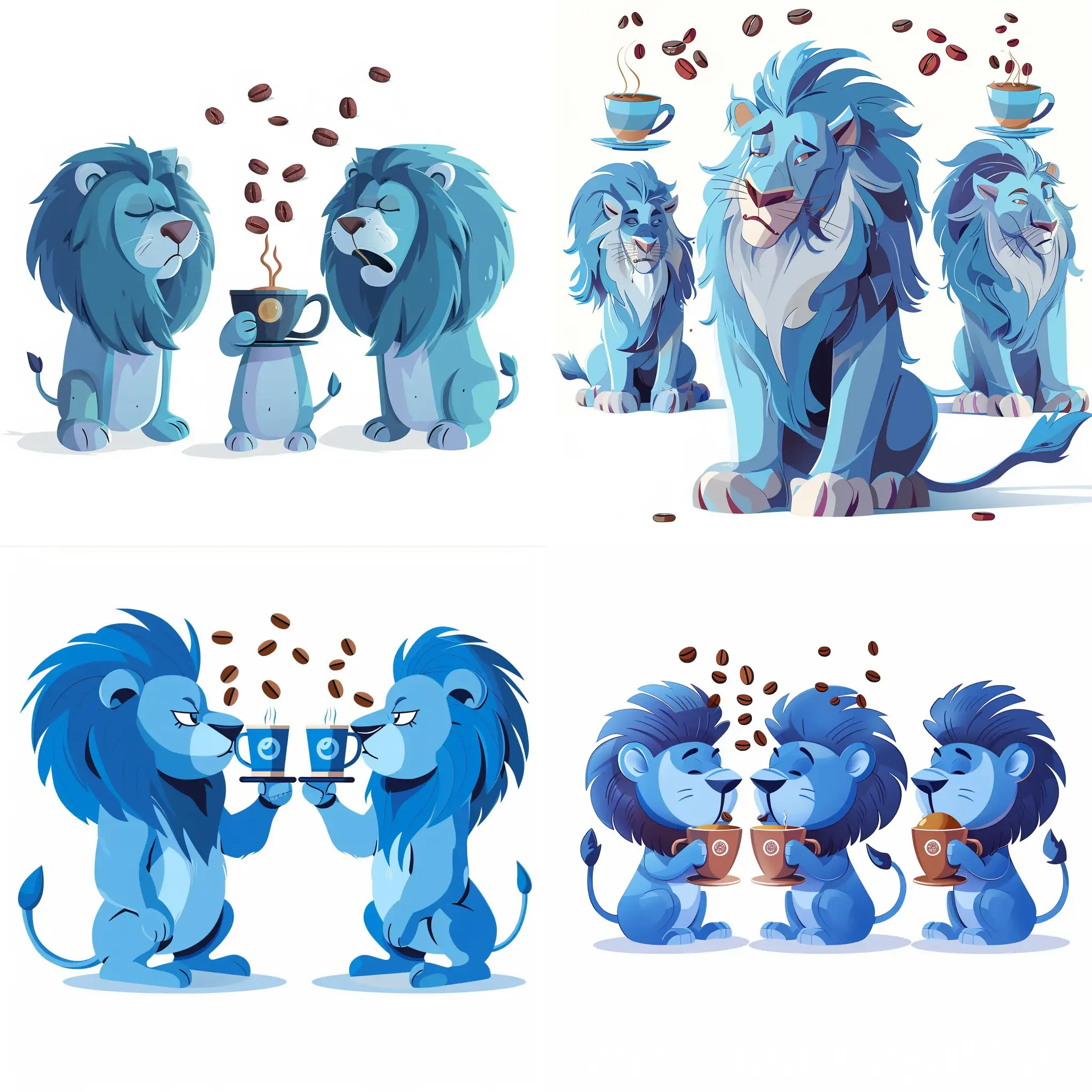 Graceful-Blue-Lion-Enjoying-Coffee-with-Floating-Beans