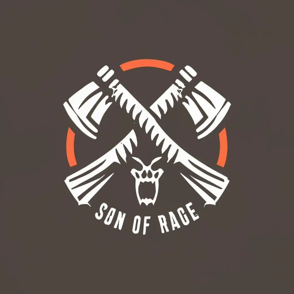 logo, Axe, with the text "Aximus: Son of Rage", typography, be used in Entertainment industry