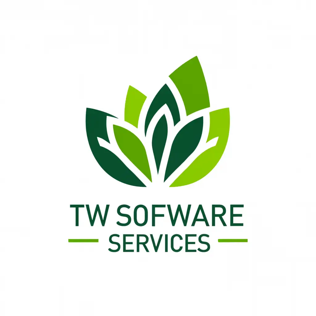 a logo design,with the text "TW Software Services", main symbol:Green Leaf,complex,be used in Technology industry,clear background