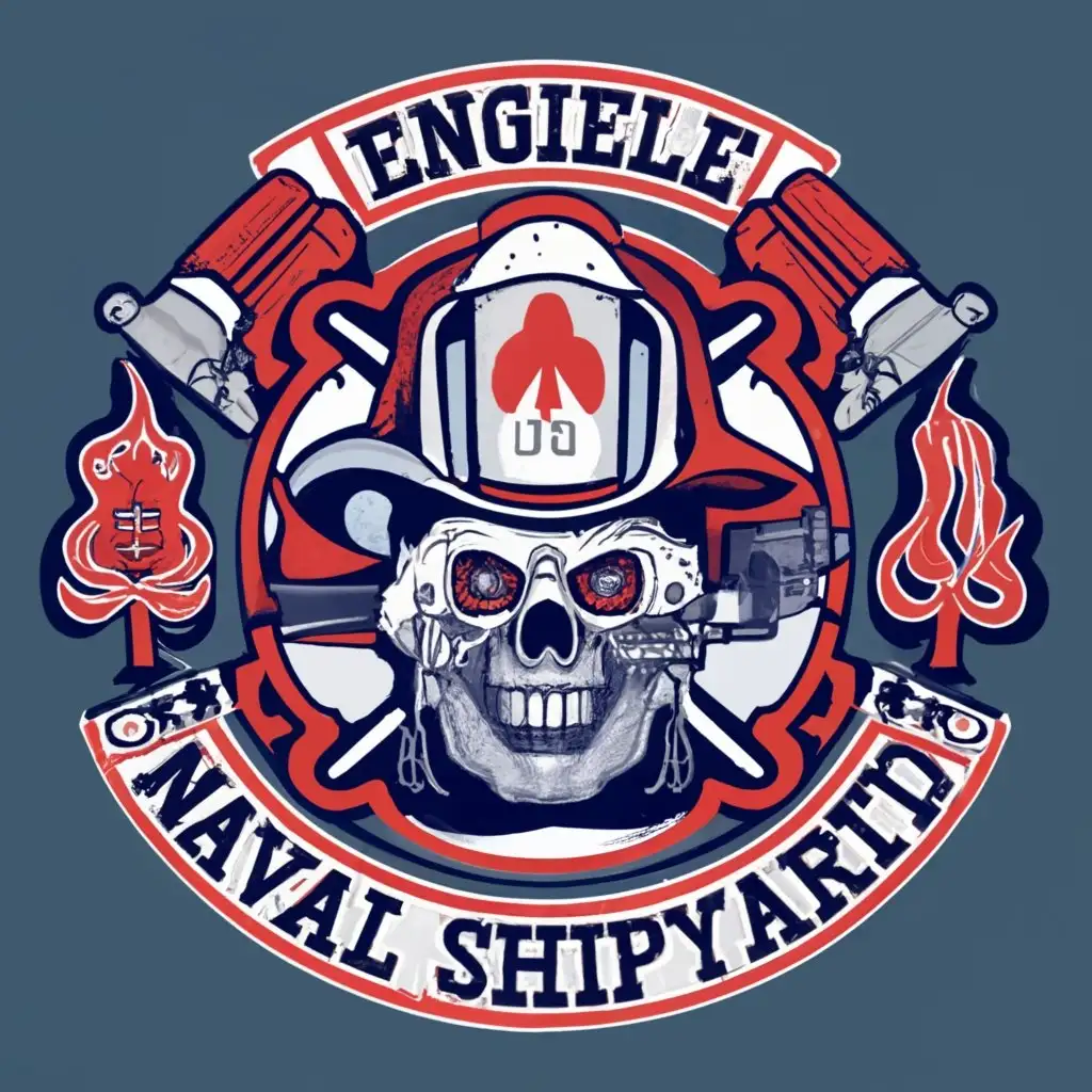 logo, "MALTESE CROSS", with the text ""ENGINE 21" "NORFOLK NAVAL SHIPYARD" "SPADES BLACKJACK" "HARLEY QUINN" "FIRE TRUCK", typography