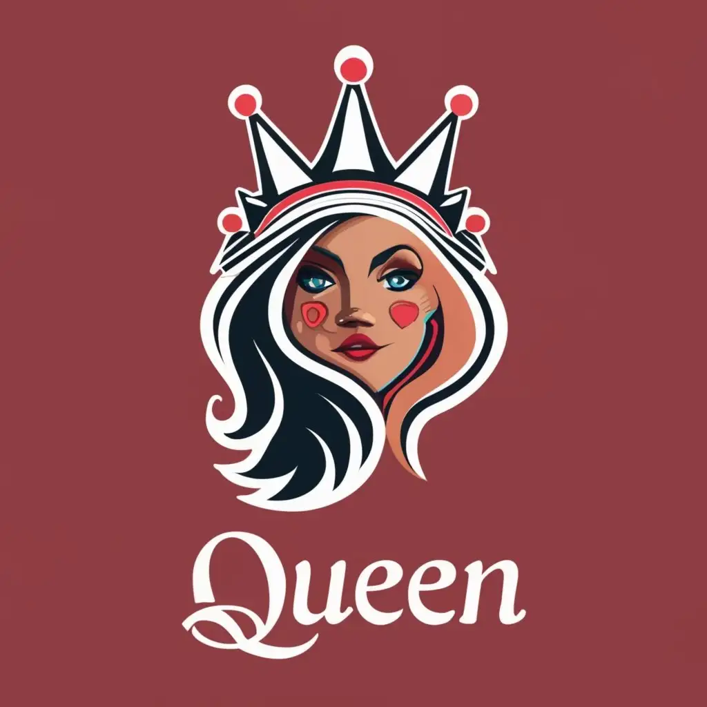 LOGO-Design-for-Queen-of-Heart-Card-Game-Elegant-Queen-and-Heart-Symbol-in-Entertainment-Industry