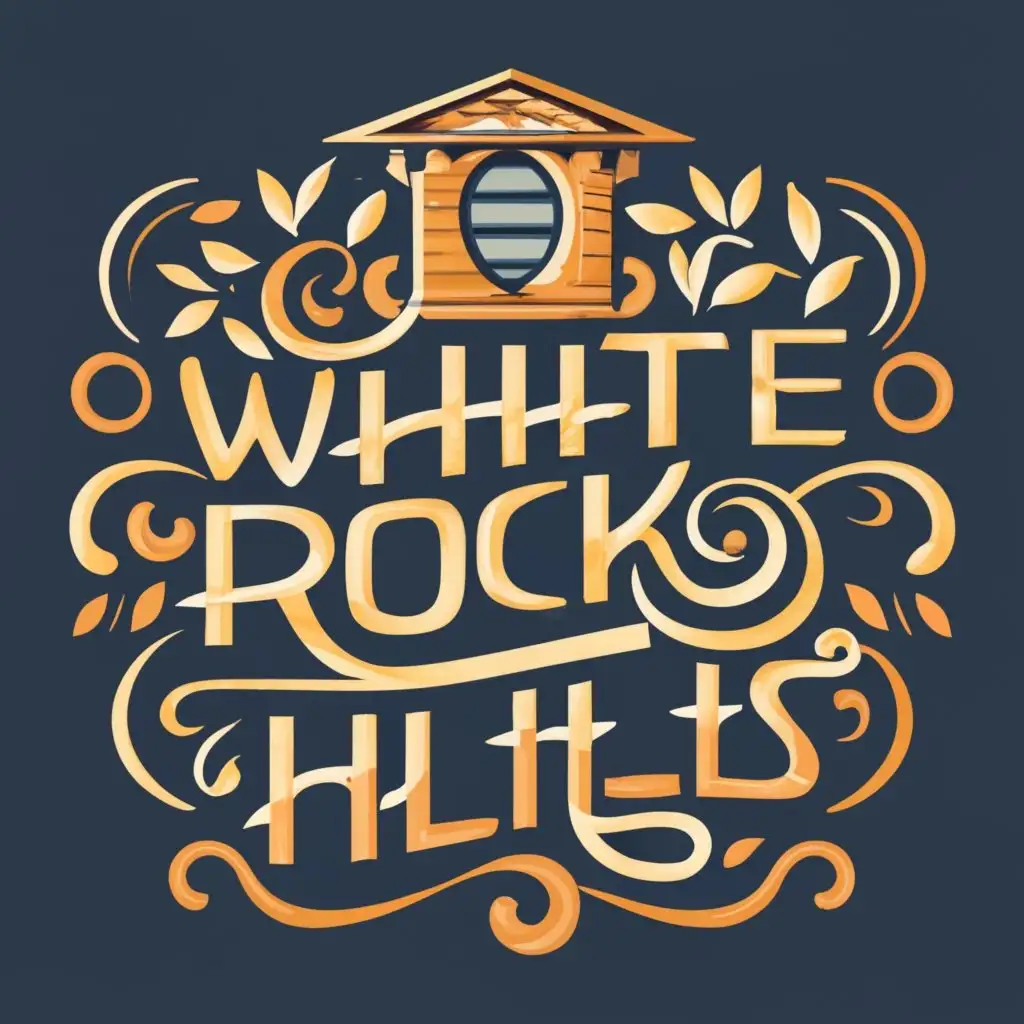 logo, library, art nouveau, runes, with the text "White Rock Hills", typography, be used in Entertainment industry