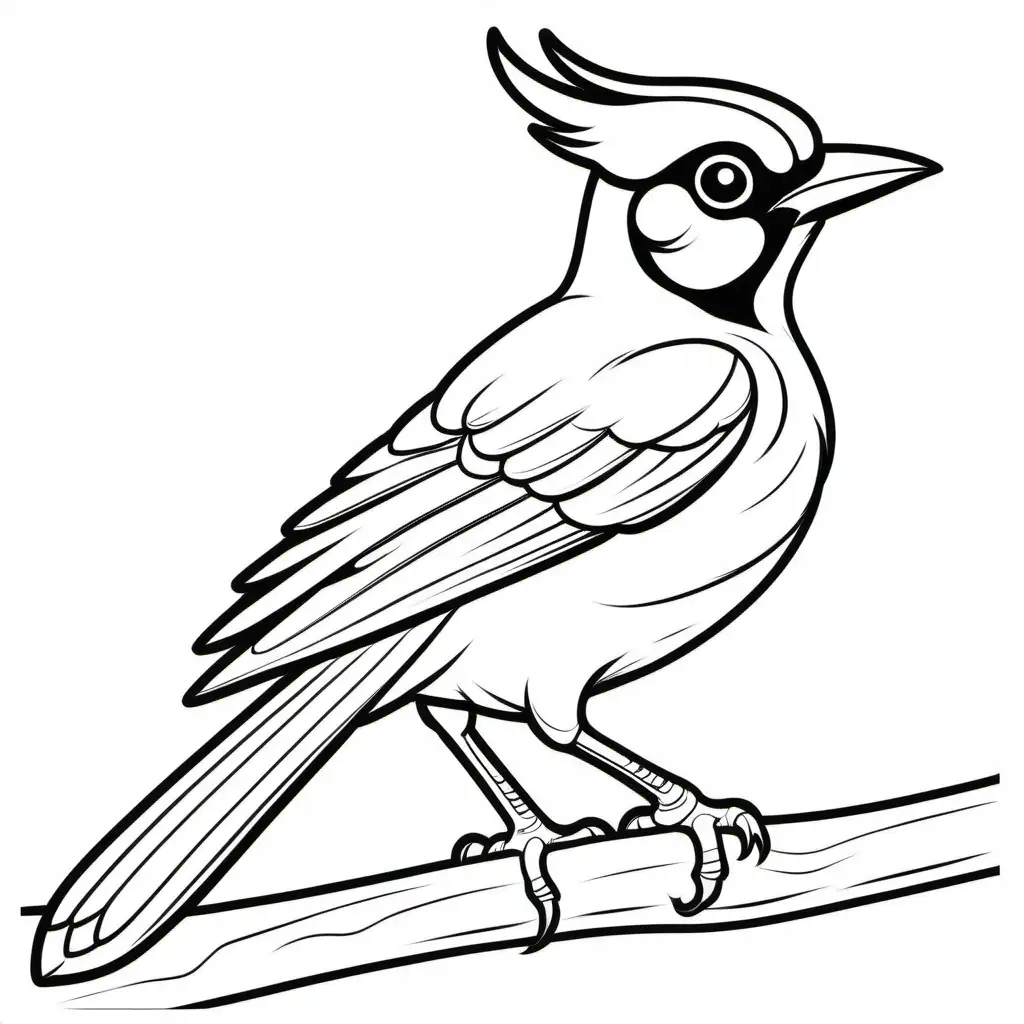 Adorable Small Green Jay Coloring Page on White Background