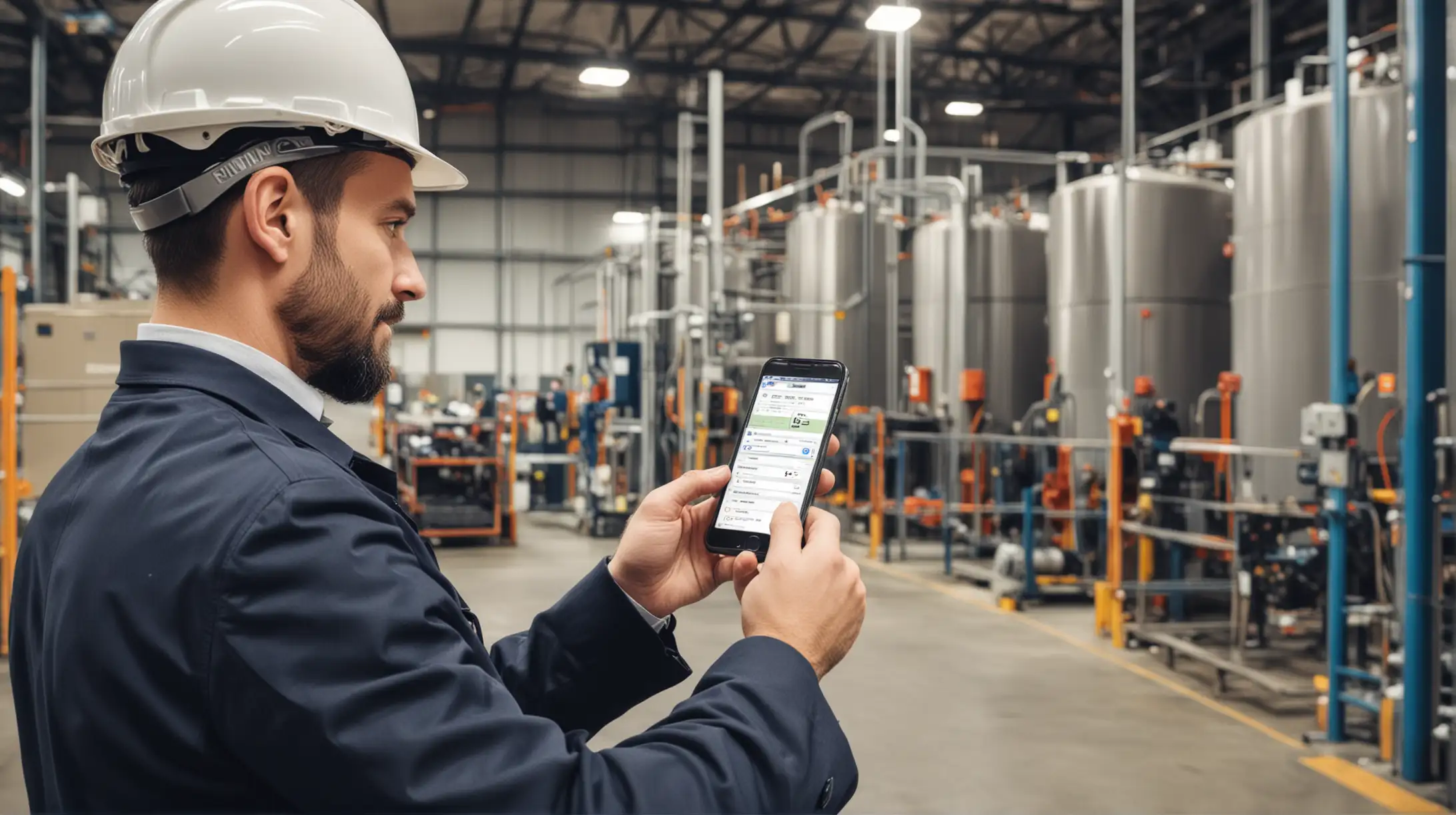 Supervisor controla recorridos en fábrica desde su smartphone con Rondinc. Eficiencia y seguridad en la industria.