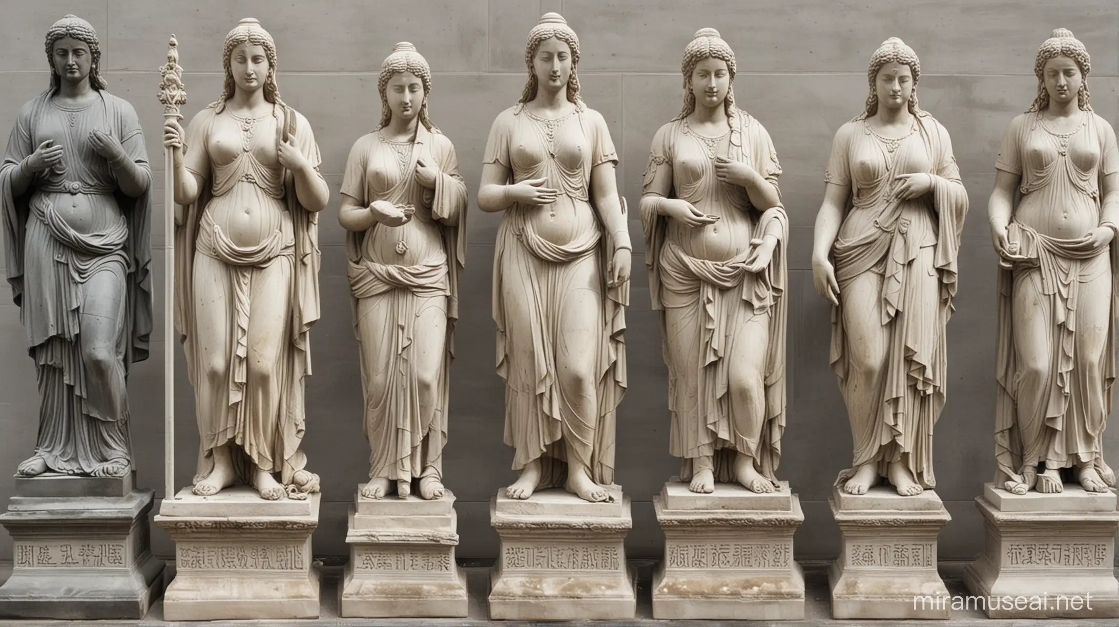 in image showing several different types of  statues
