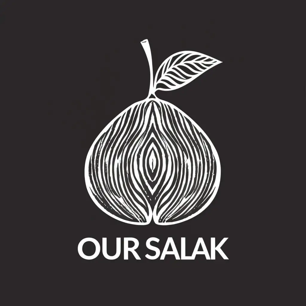a logo design,with the text "Our salak", main symbol:Salak fruit black and white