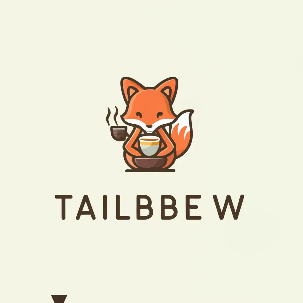 a logo design,with the text "TailBrew", main symbol:fox drink tea,Minimalistic,be used in Restaurant industry,clear background
