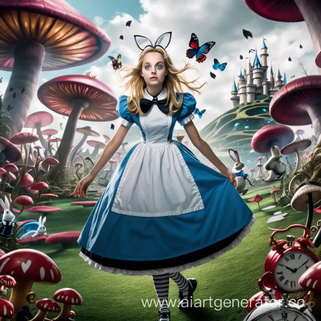 Enchanting-Encounter-Alice-from-Wonderland-Explores-Mystical-Gardens