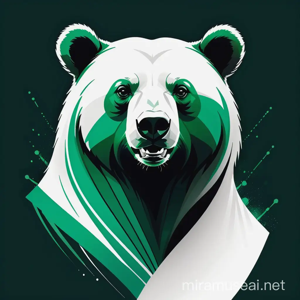 Abstract Bear TShirt Design in White and Dark Green