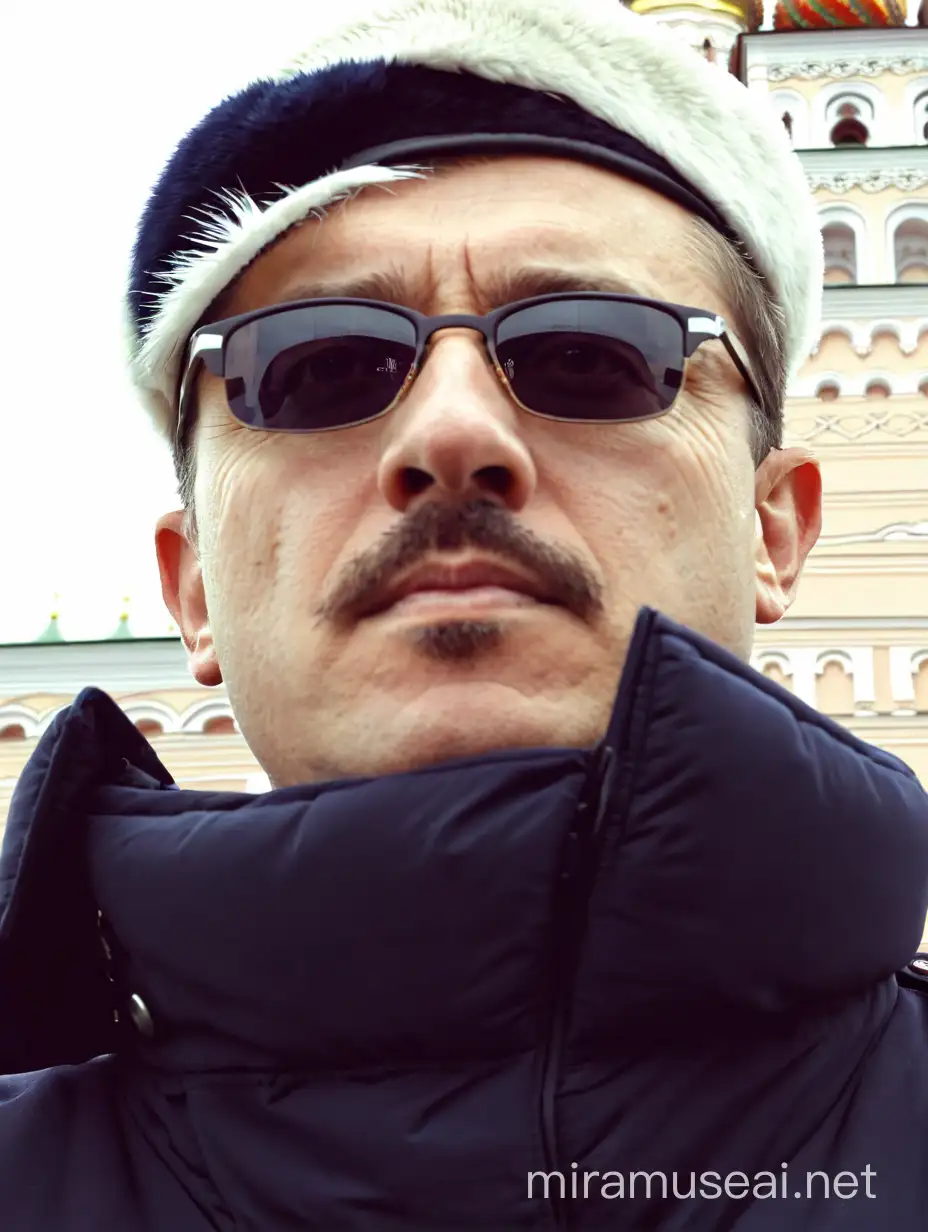 Policeman Standing in Front of Kremlin Law Enforcement Officer at Iconic Landmark