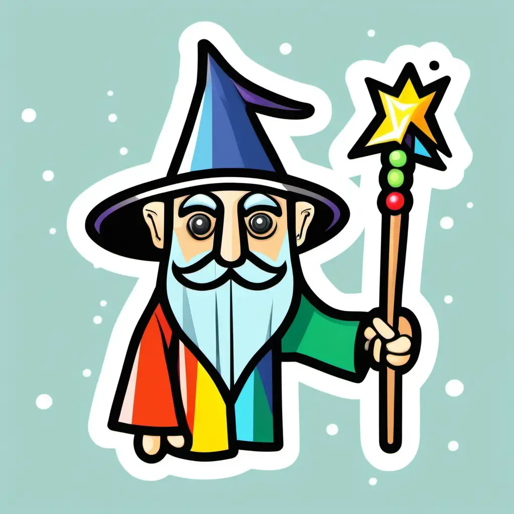 wizard, sticker, clip art, simple, picasso style