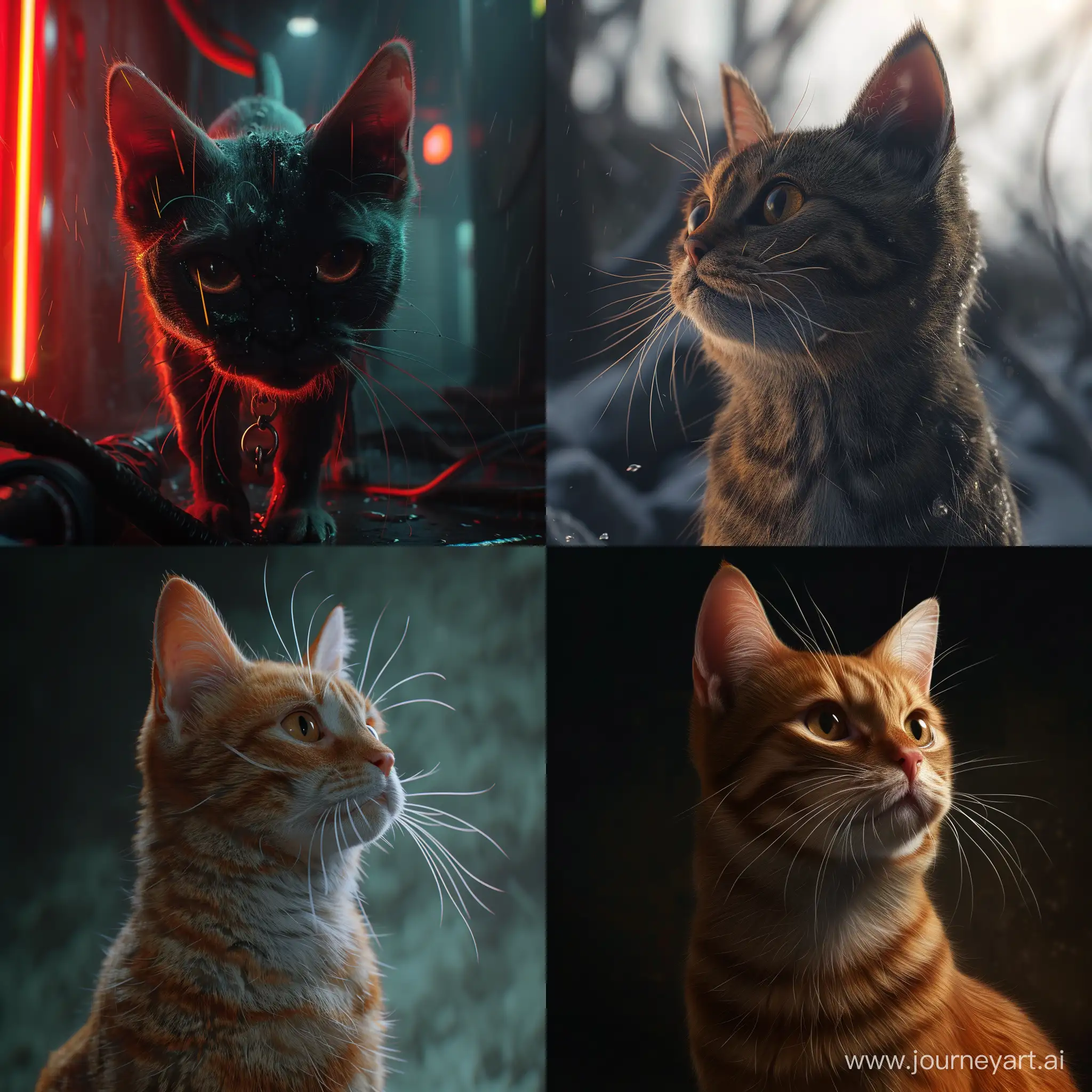 Cat game programmer, hyperrealism, cinematic, photorealistic 