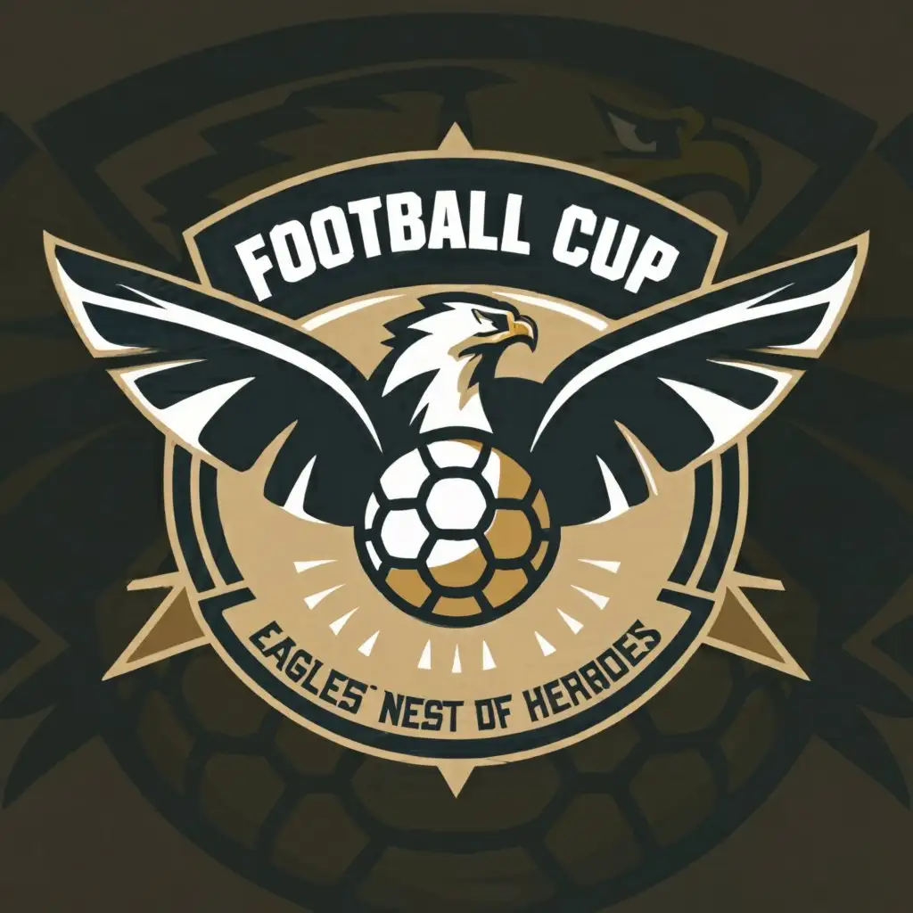 a logo design,with the text "Football Cup"Eagles' Nest of Heroes"", main symbol:football ball,Moderate,be used in Sports Fitness industry,clear background