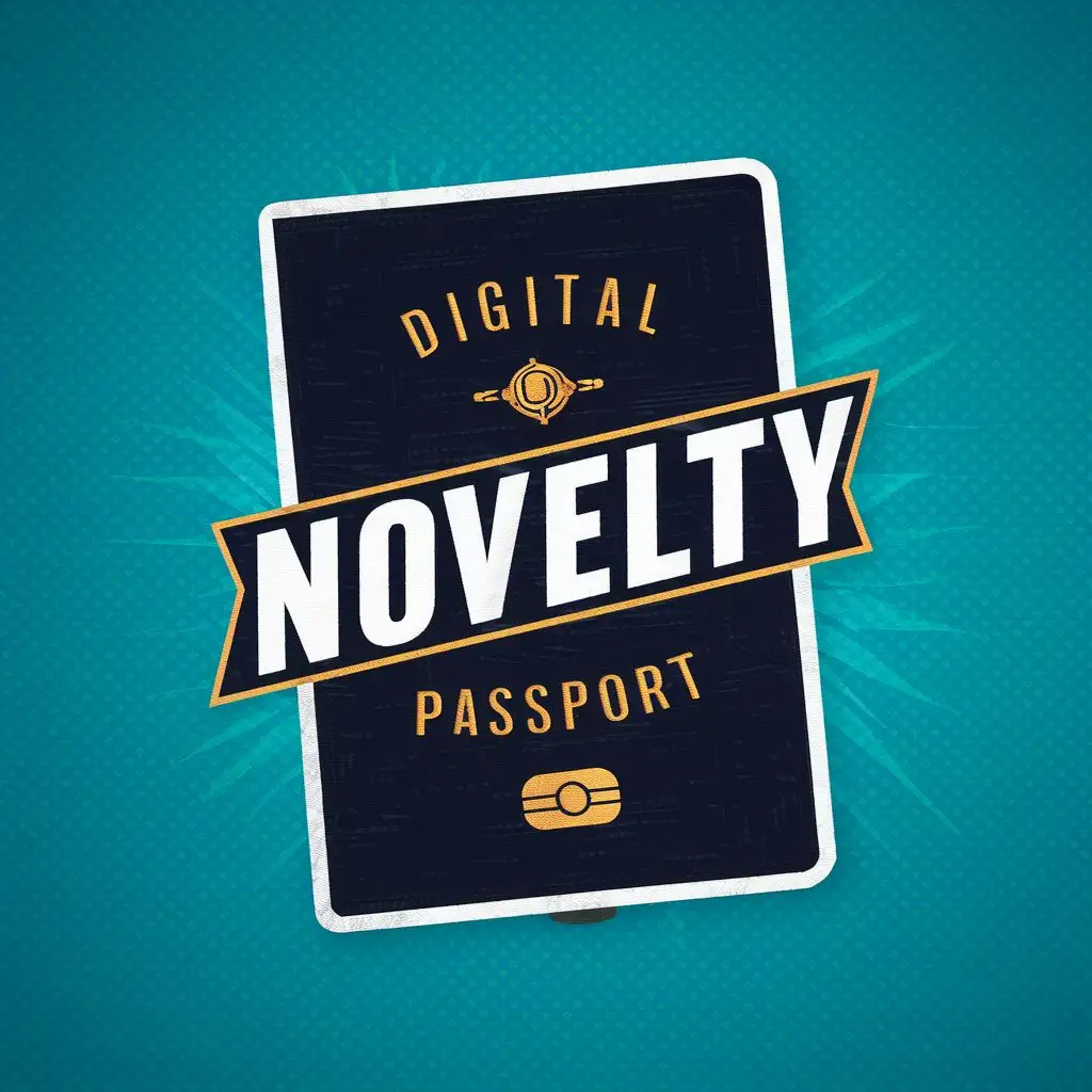 logo, PASSPORT, with the text "DIGITAL NOVELTY PASSPORT", typography, be used in Internet industry
