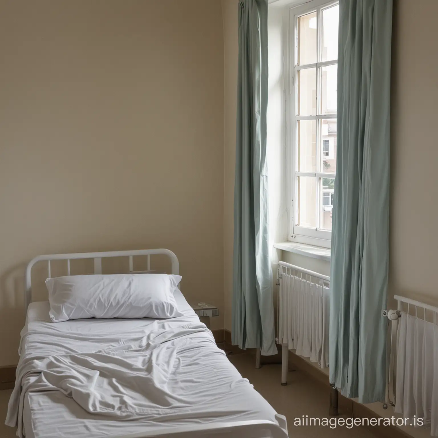 A ward in a psychiatric clinic bed close-up