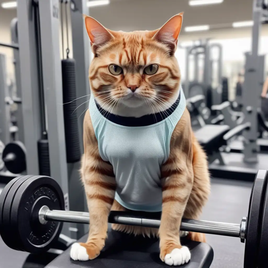 real life cat with muscles at the gym

