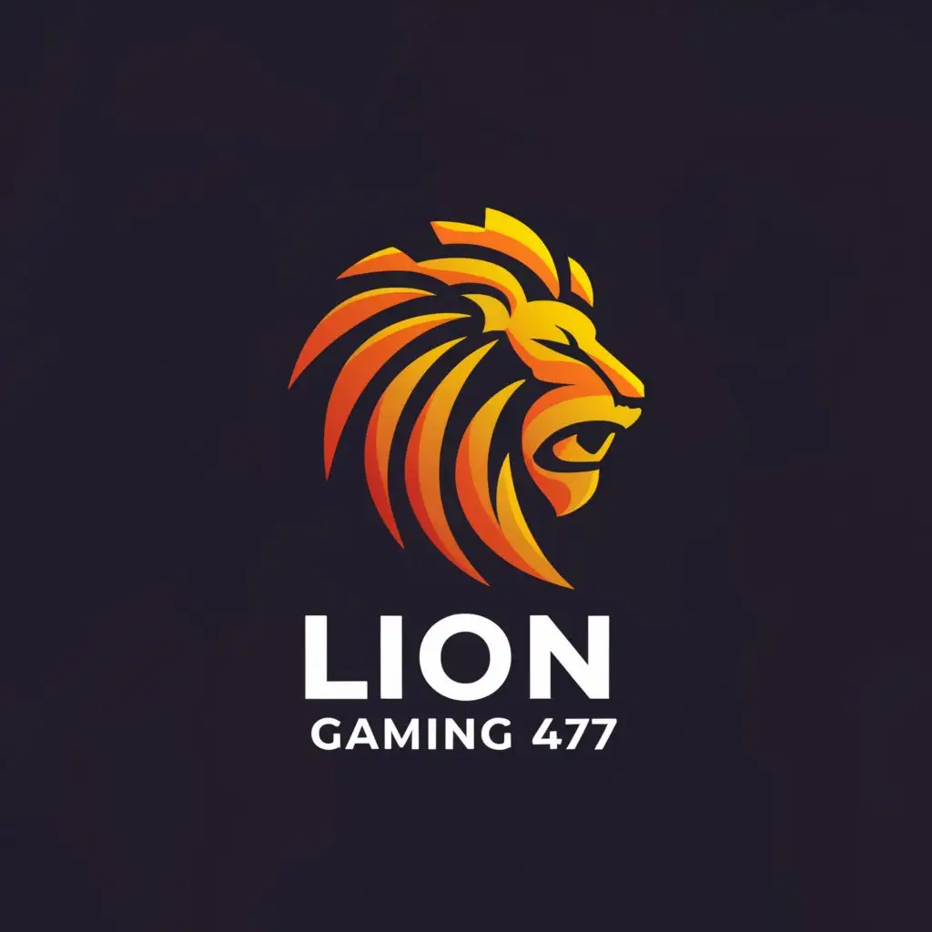 a logo design,with the text "Lion gaming 477", main symbol:Lion,Moderate,clear background