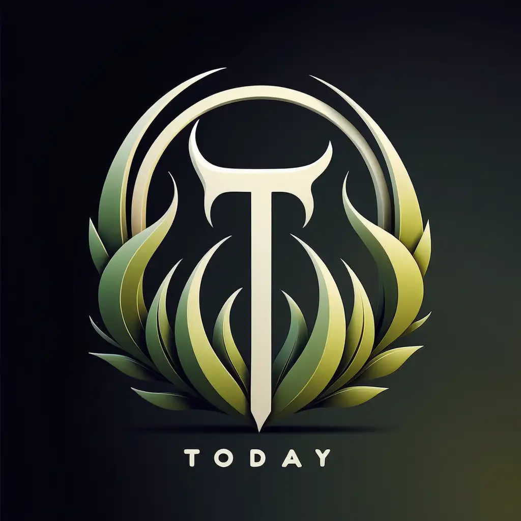 Simplified conceptual surreal nature derivative logo for "TODAY". Make it epic. It is supposed to present a music band. So maybe just show the emphasised letter T or something similar.