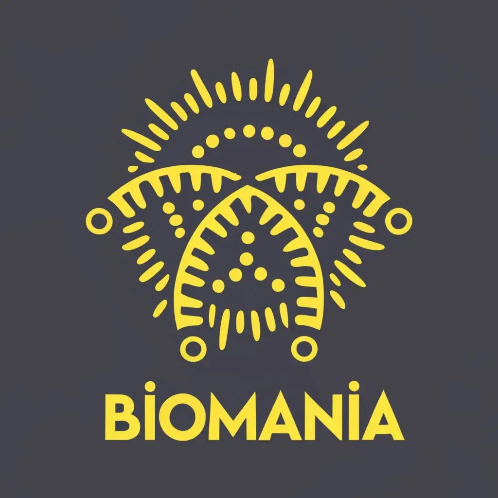 logo, DNA hazard virus genetics, with the text "Biomania", typography, be used in Technology industry