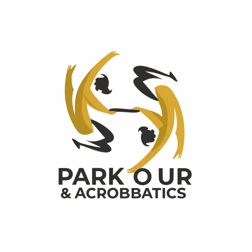 a logo design,with the text "Parkour & Acrobatics", main symbol:two athletes doing a backflip as silhouette,Moderate,be used in Sports Fitness industry,clear background