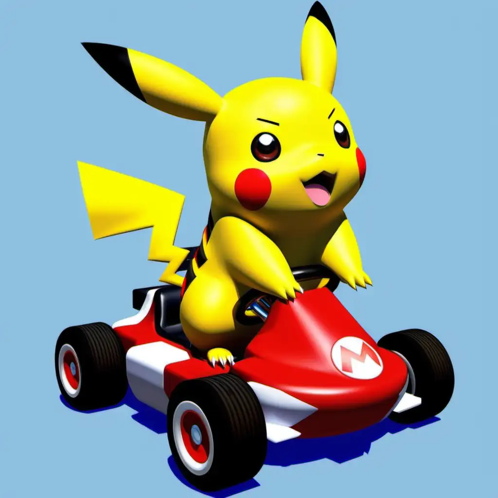 Adorable Pikachu Racing in 3D Mario Kart Fun