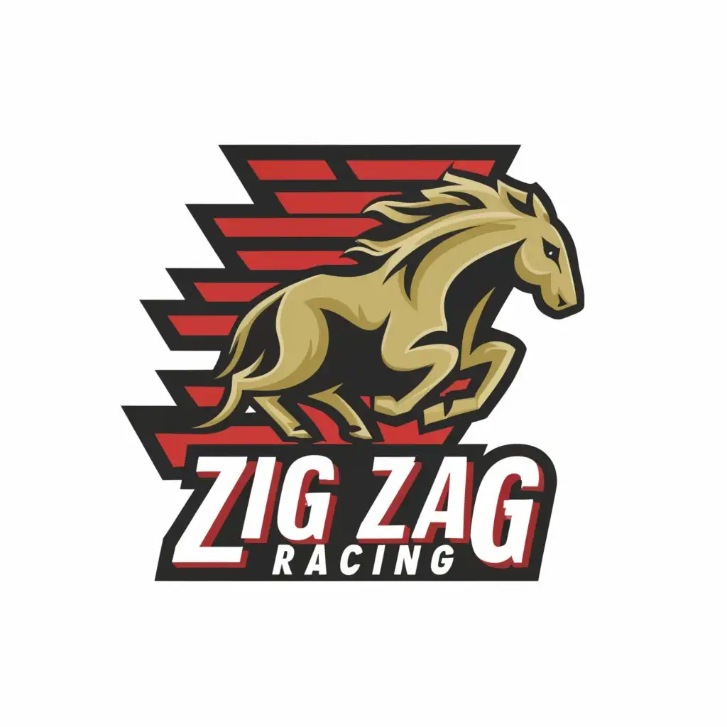 a logo design,with the text "Zig Zag Racing", main symbol:Horse Racing,complex,clear background