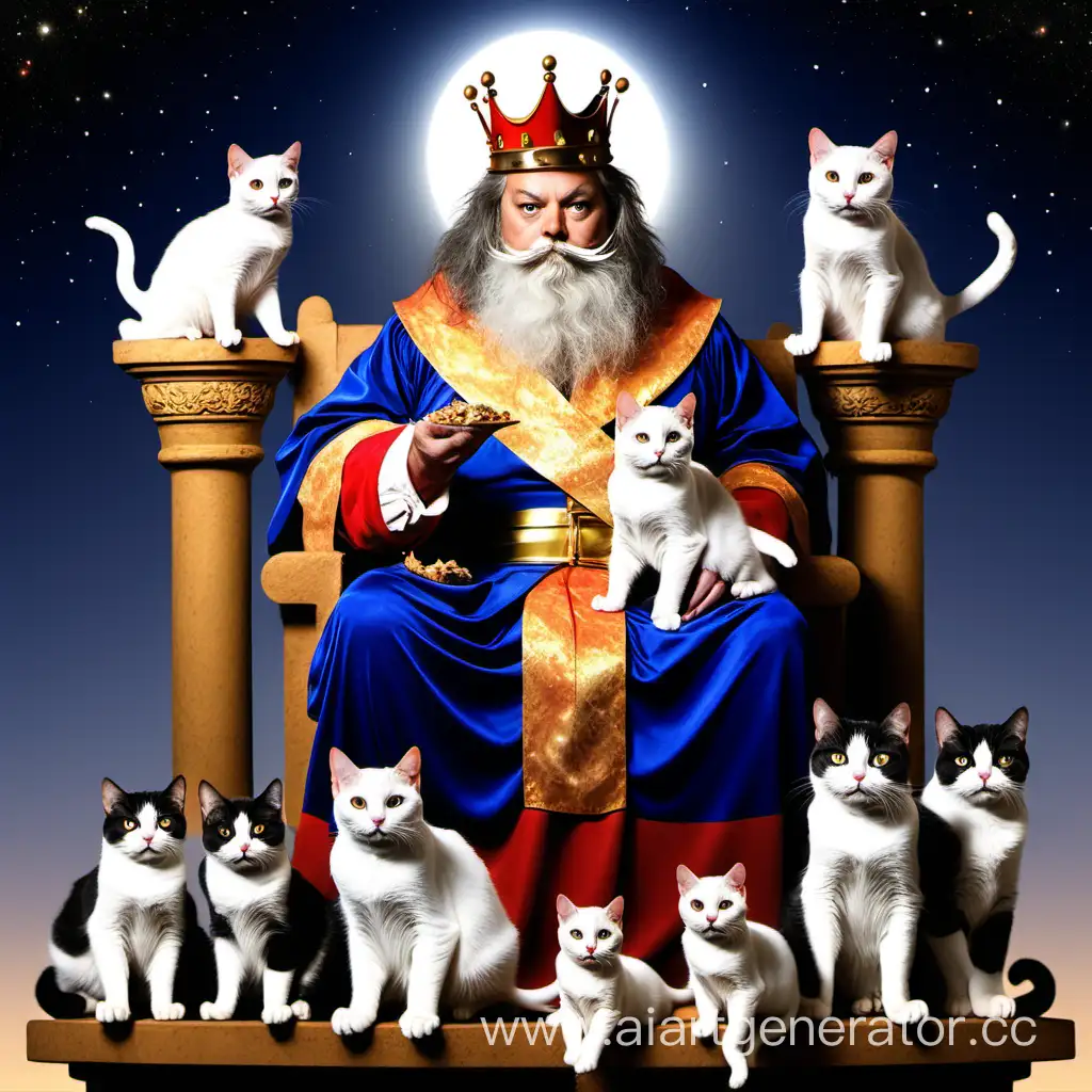 Majestic-Cat-King-Feeds-ThreeStory-Housesized-Subordinate-Cats
