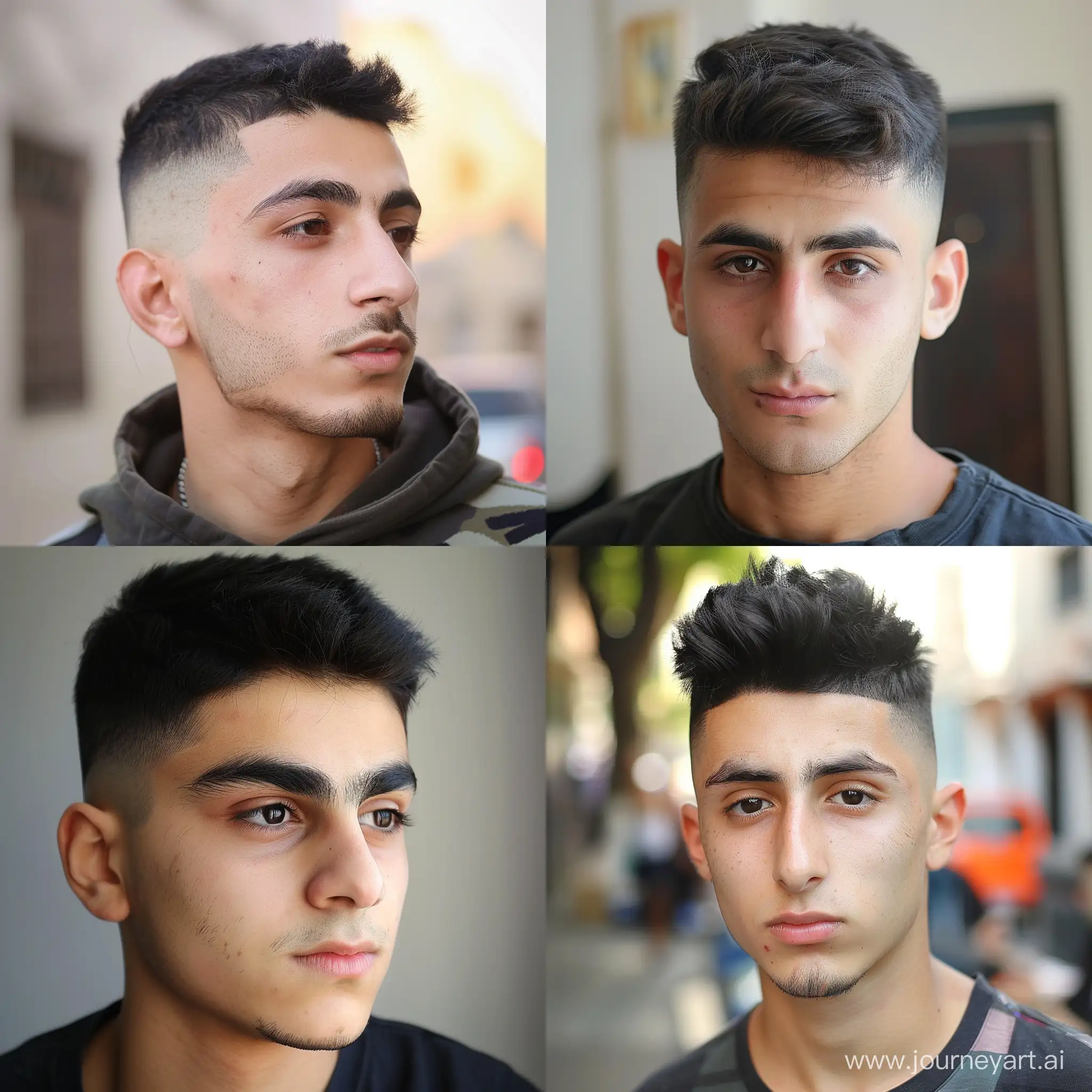 a 20 year old Iranian man with fade haircut hair --s 50 --style raw --v 6