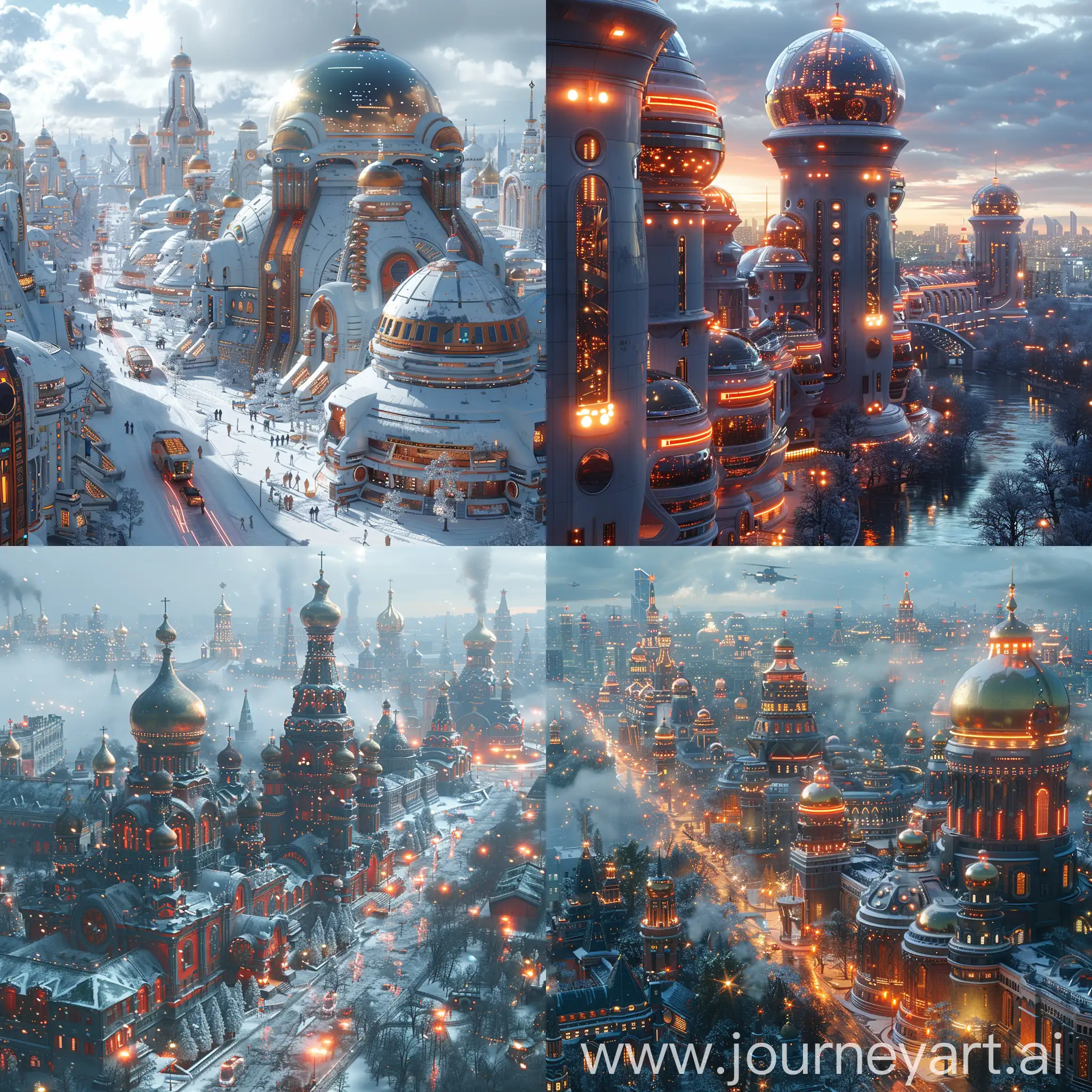 Futuristic Moscow, high tech, automation, octane render --stylize 1000