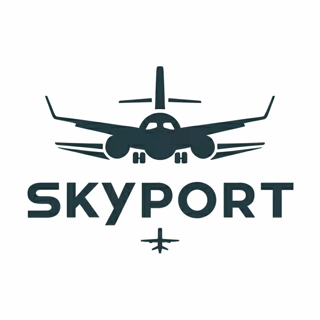a logo design,with the text "Skyport", main symbol:airplane, airport,Moderate,clear background