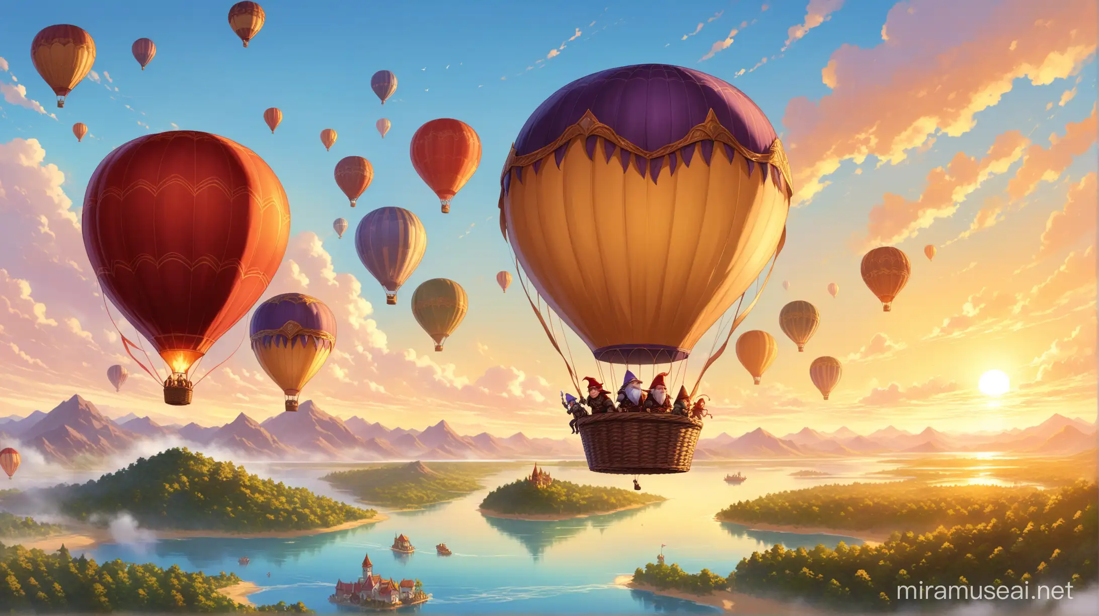 Fantasy Hot Air Balloon Adventure with Diverse Passengers