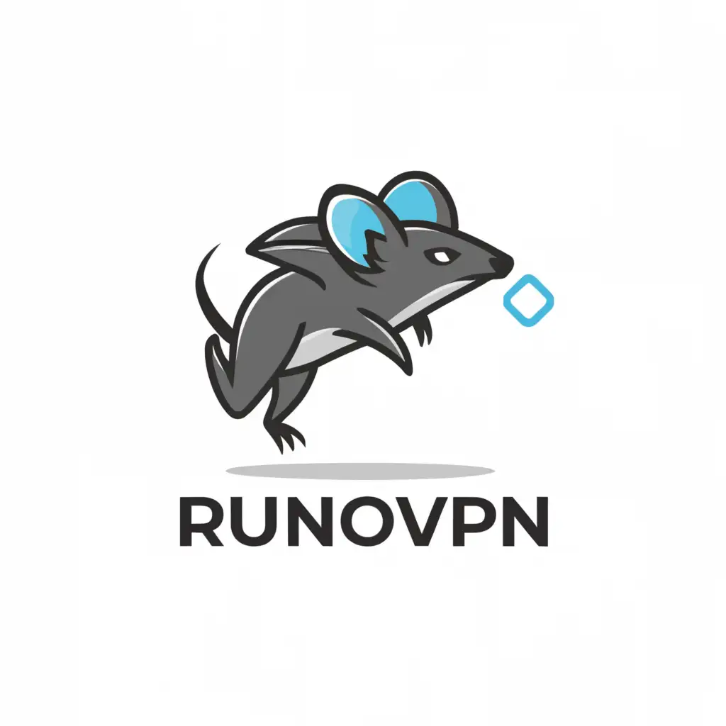 a logo design,with the text "Runo vpn", main symbol:Flying mouse,Minimalistic,be used in Internet industry,clear background