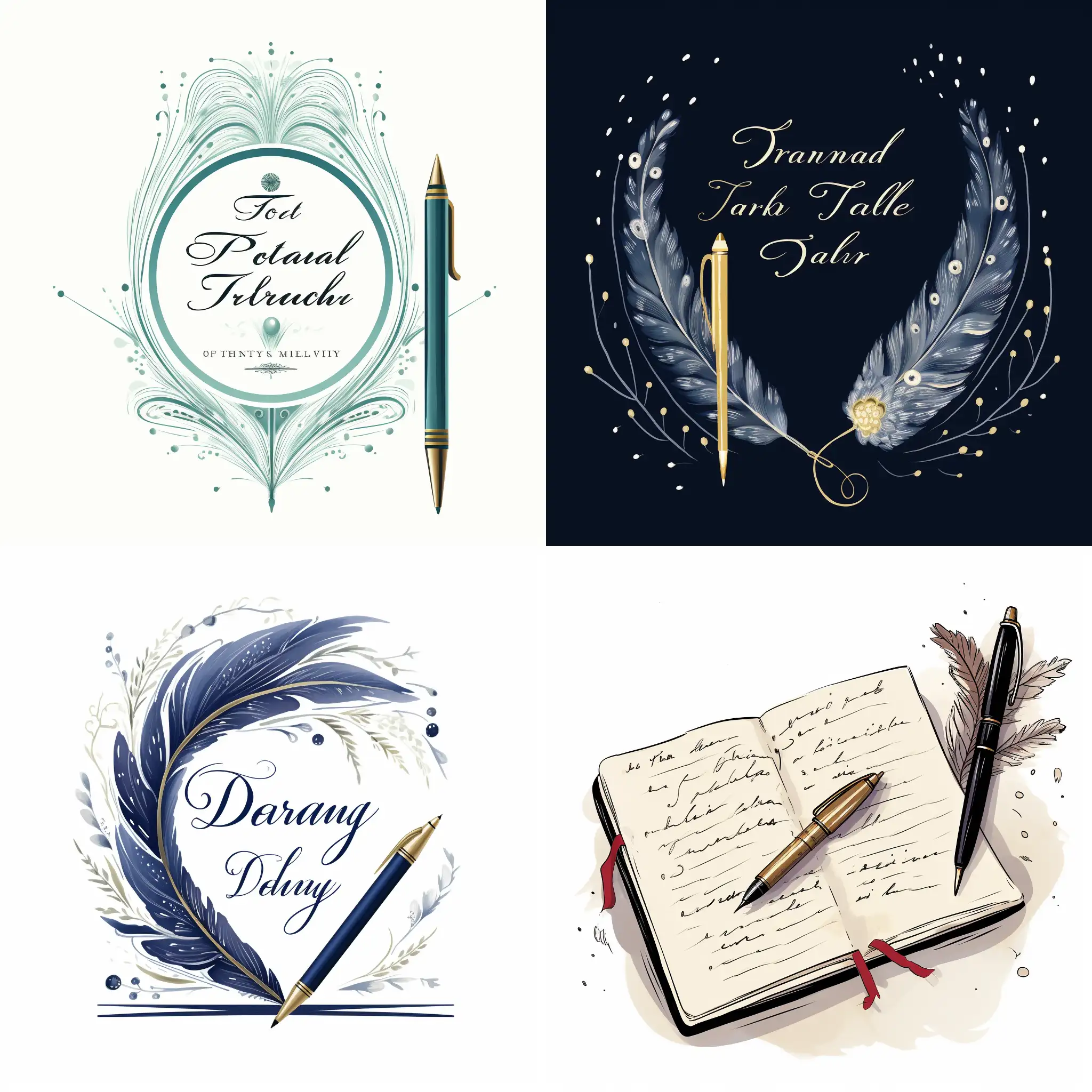 There is a pen writing a diary, logo