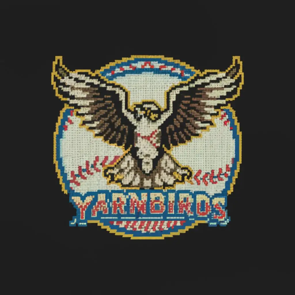 logo, Needlepoint style logo of a majestic hawk with baseball theme, with the text "Gastonia yarnbirds", typography, be used in Retail industry