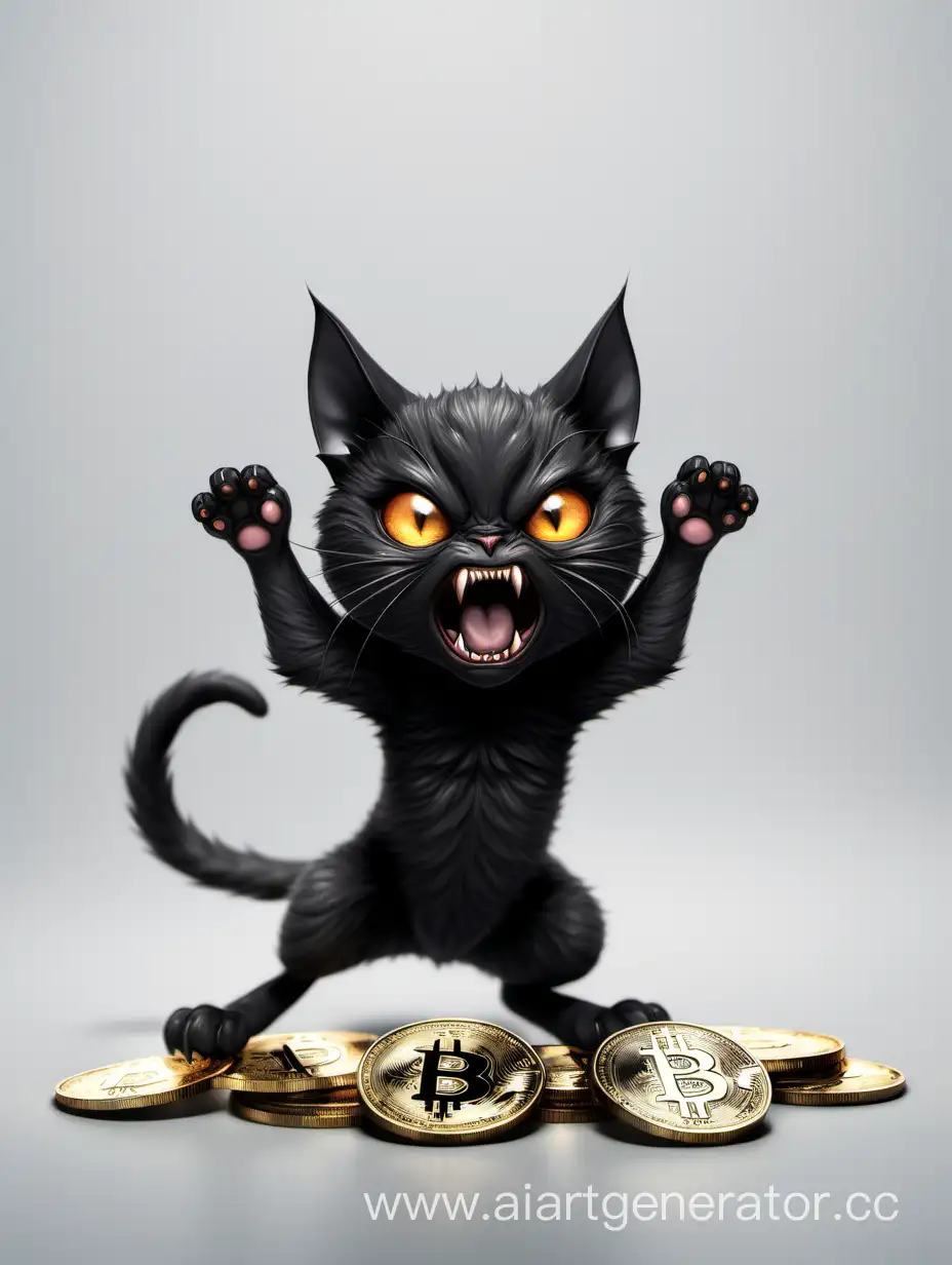 Fierce-Black-Cat-Mimicking-Chupacabra-with-Bitcoin-Motif