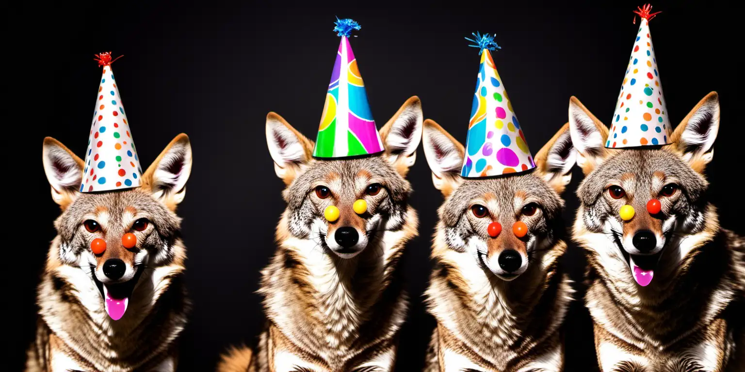 coyotes with party hats