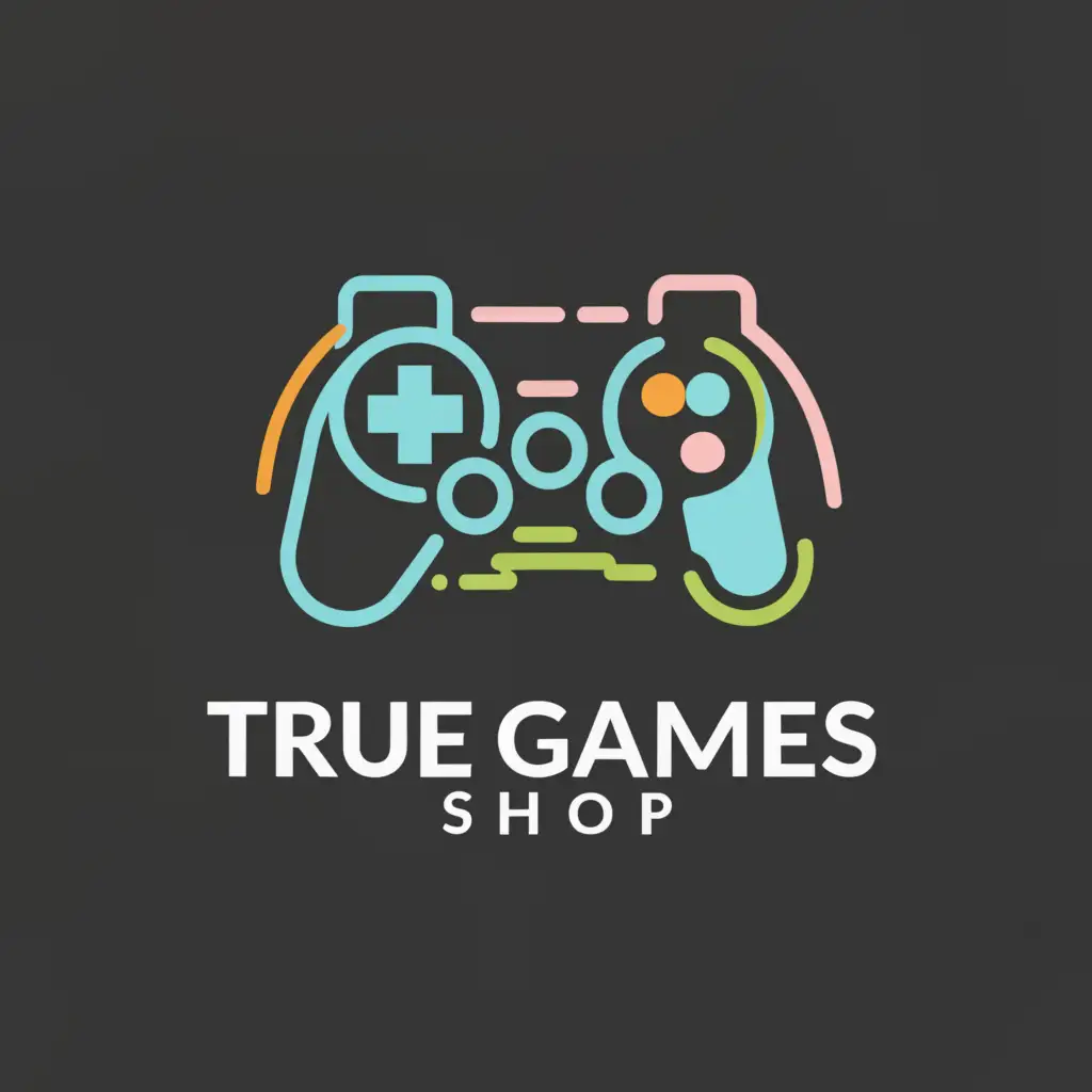 a logo design,with the text "True Games Shop", main symbol:Gamepad,Moderate,be used in Internet industry,clear background