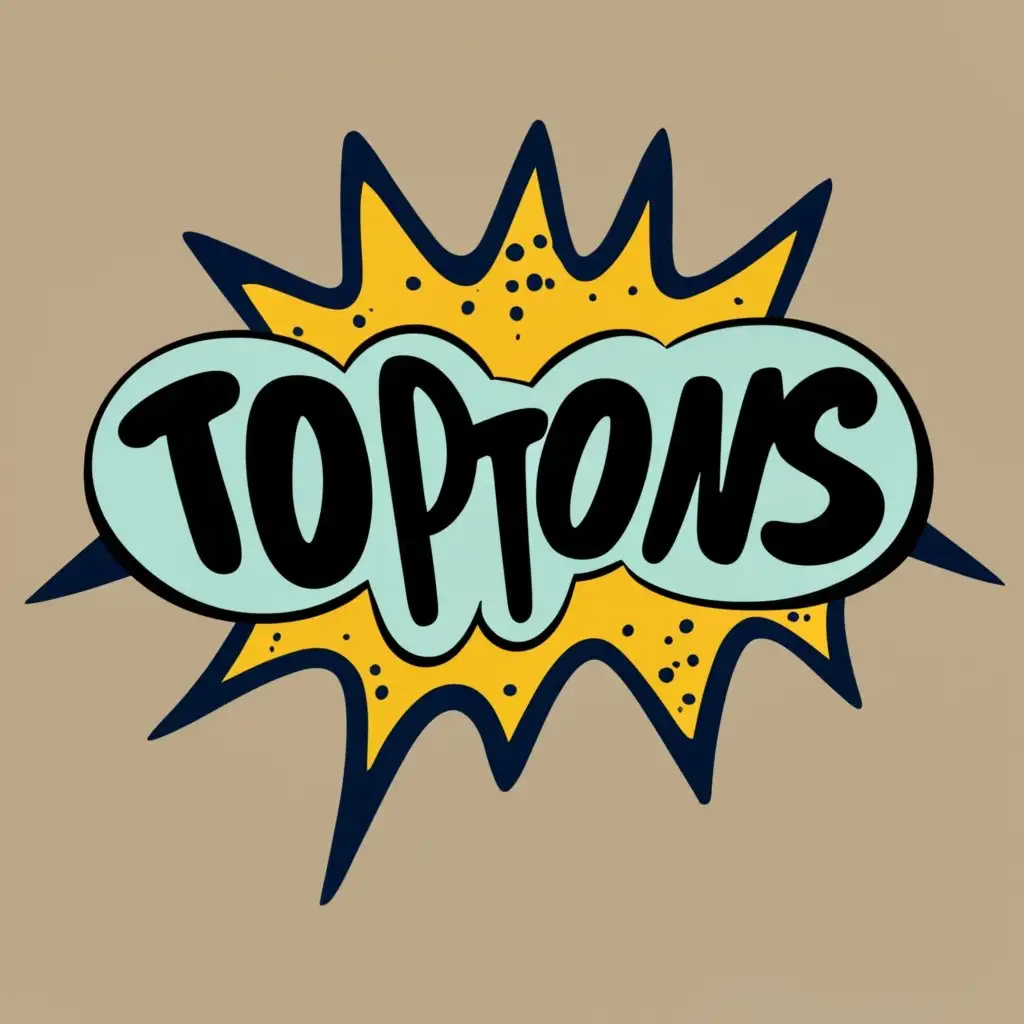 logo, Splater, with the text "TOPTOONS", typography