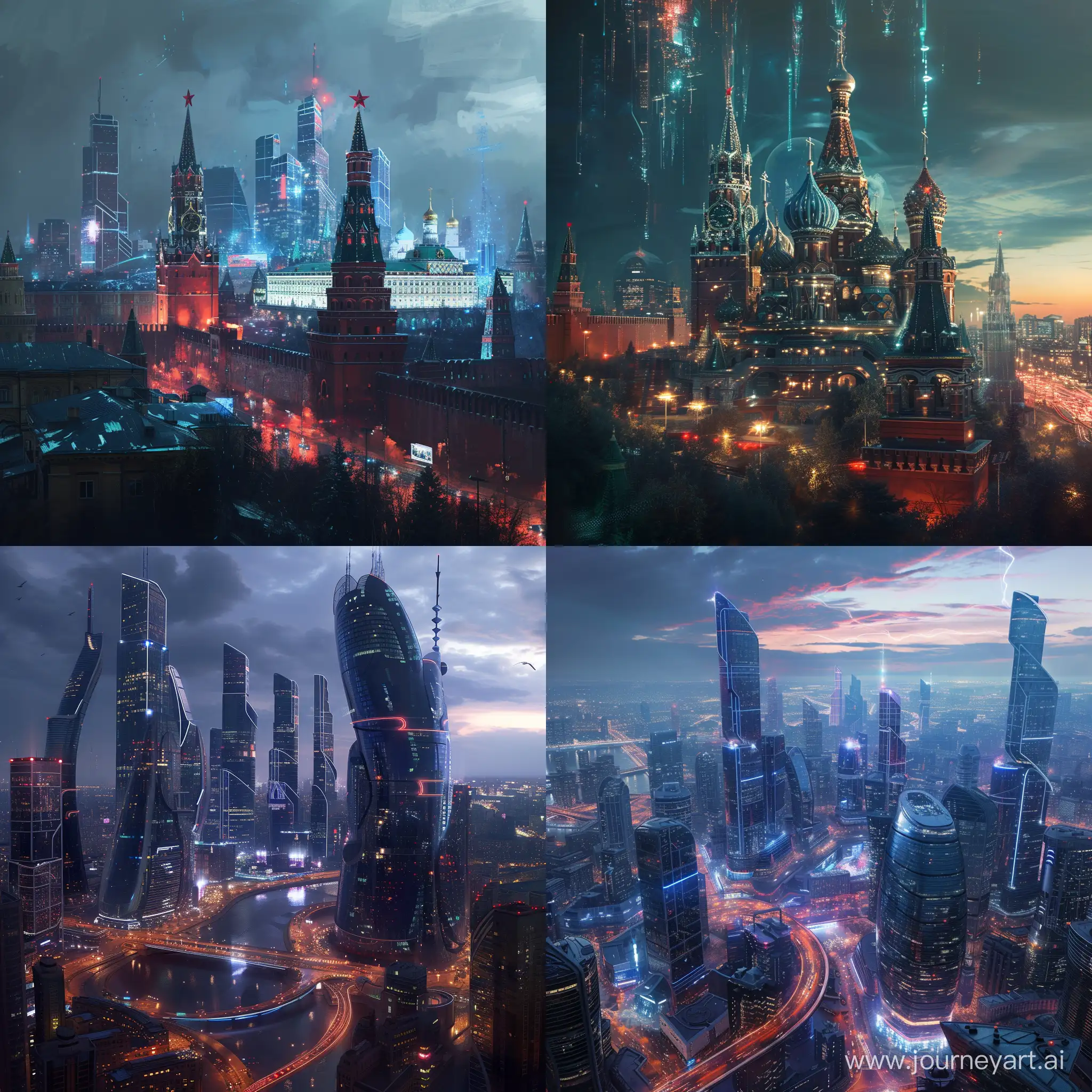 Futuristic Moscow, in cinematic futuristic cyber style