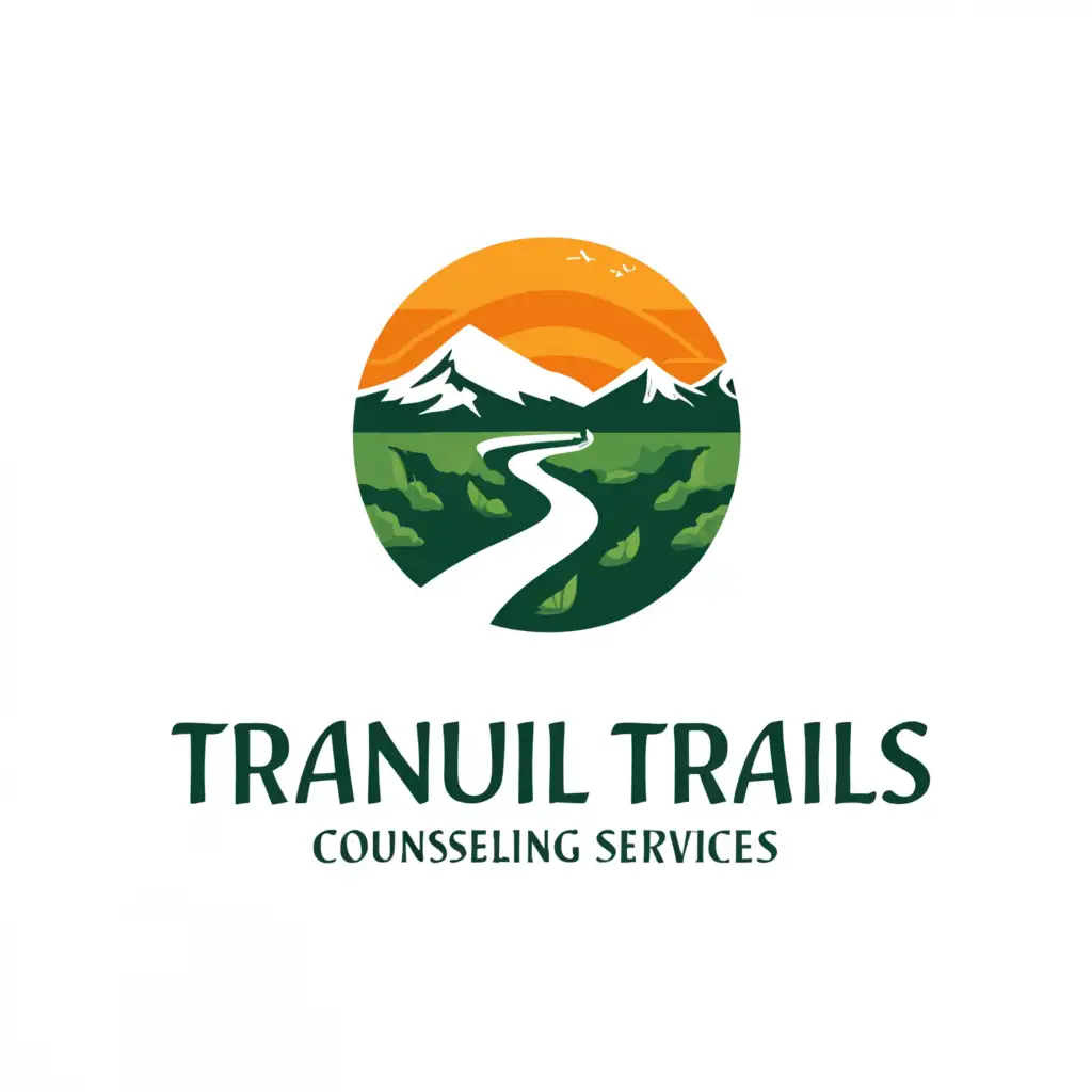 a logo design,with the text "Tranquil Trails Counseling Services", main symbol:nature path,Moderate,clear background