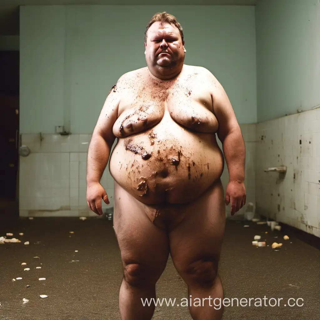 фото голого жирного потного в говне мужика