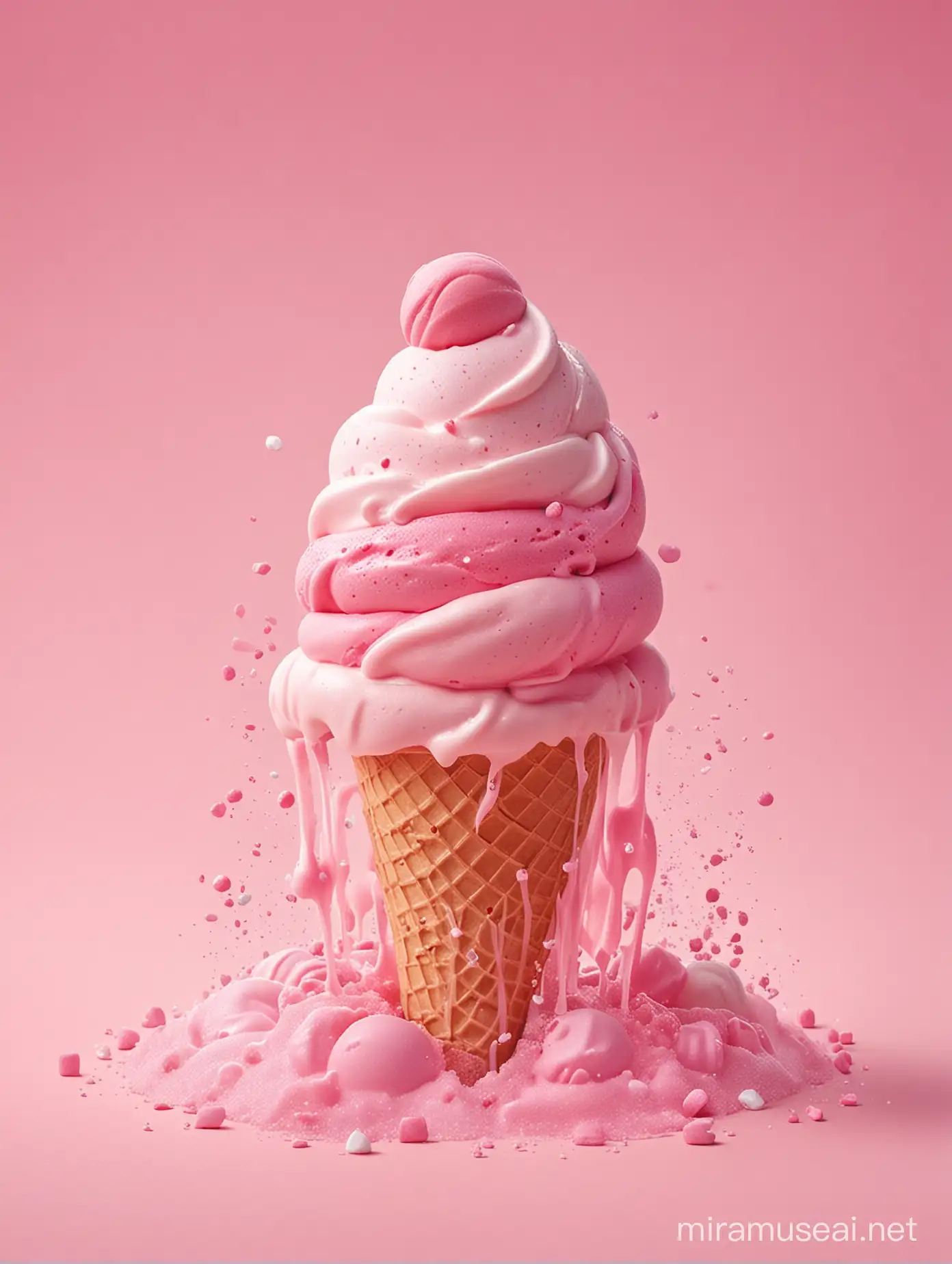 Whimsical Pink Candy Ice Cream Landscape